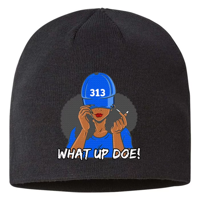 313 Detroit What Up Doe Black Woman Afro 8 1/2in Sustainable Knit Beanie