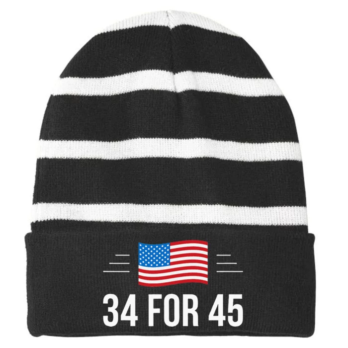 34 For 45 Trump Guilty 34 Times Striped Beanie with Solid Band