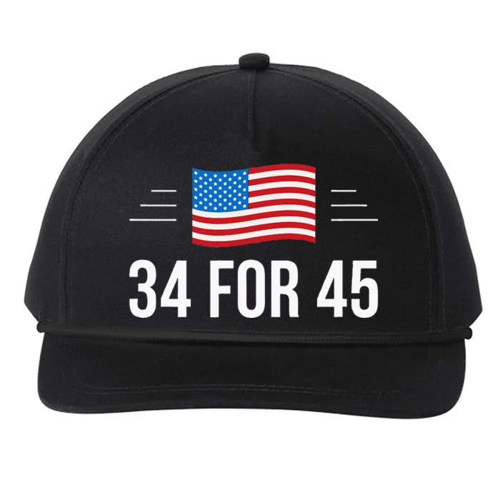 34 For 45 Trump Guilty 34 Times Snapback Five-Panel Rope Hat