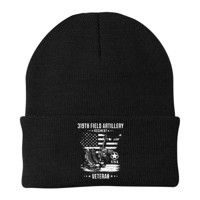 319th Field Artillery Regiment Veteran Military Distressed Knit Cap Winter Beanie