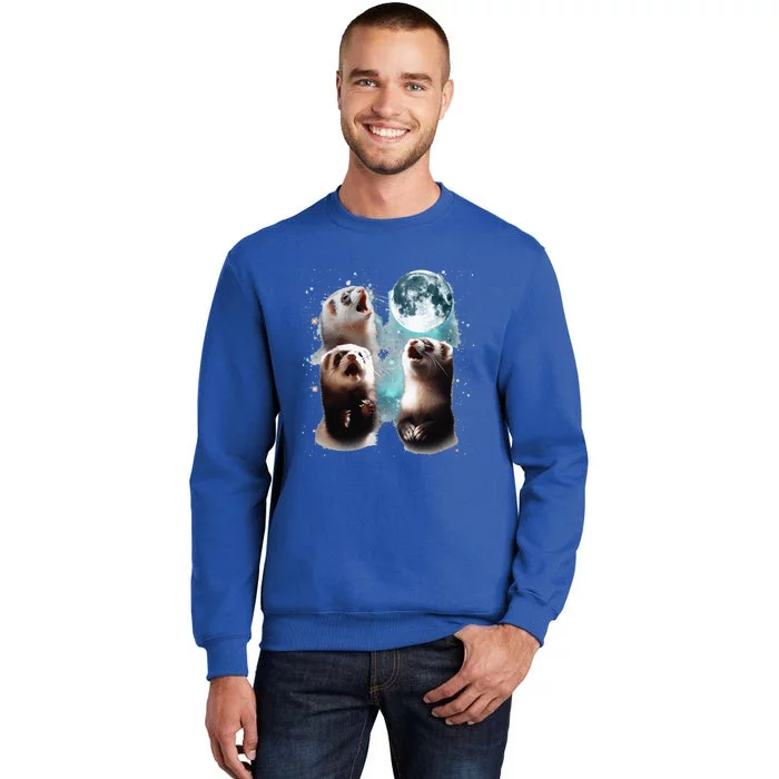 3 Ferret Moon Howling Ferret Head Tall Sweatshirt