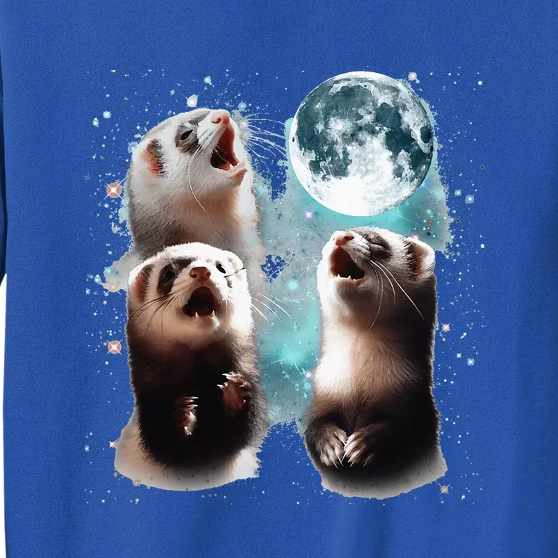 3 Ferret Moon Howling Ferret Head Tall Sweatshirt