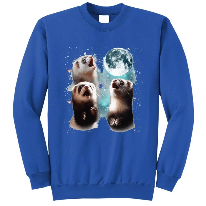 3 Ferret Moon Howling Ferret Head Tall Sweatshirt