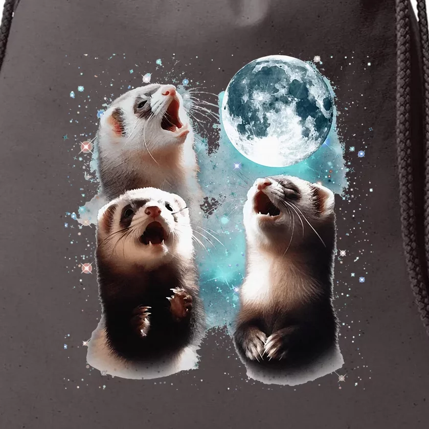 3 Ferret Moon Howling Ferret Head Drawstring Bag