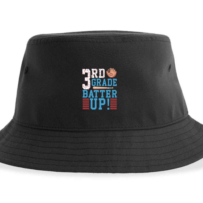 3rd Grade Back To School 3rd Grade Batter Up Baseball Sustainable Bucket Hat