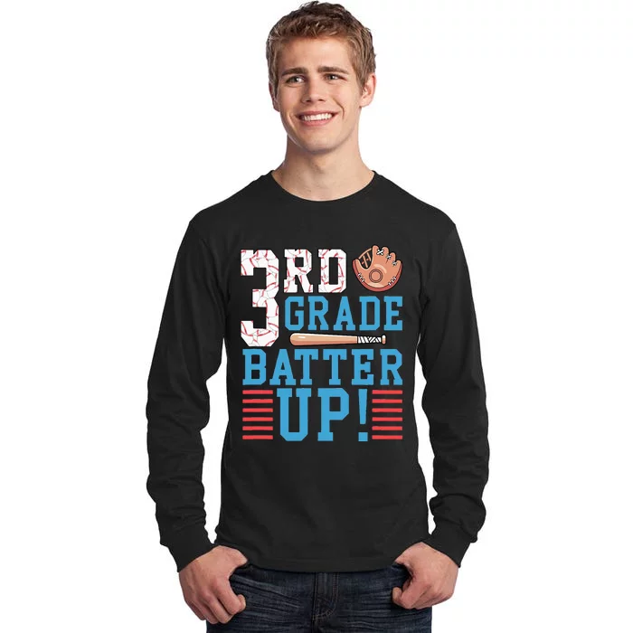 3rd Grade Back To School 3rd Grade Batter Up Baseball Tall Long Sleeve T-Shirt