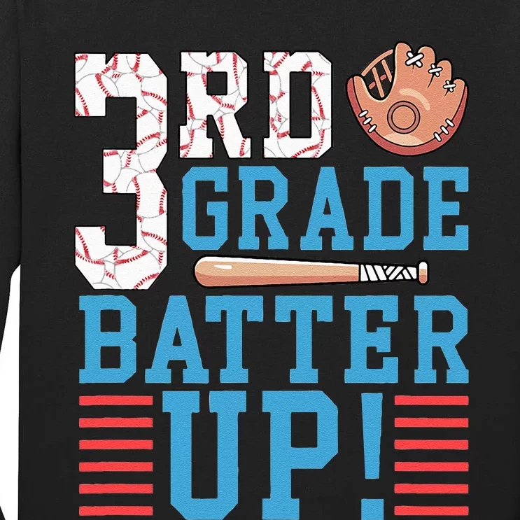 3rd Grade Back To School 3rd Grade Batter Up Baseball Tall Long Sleeve T-Shirt