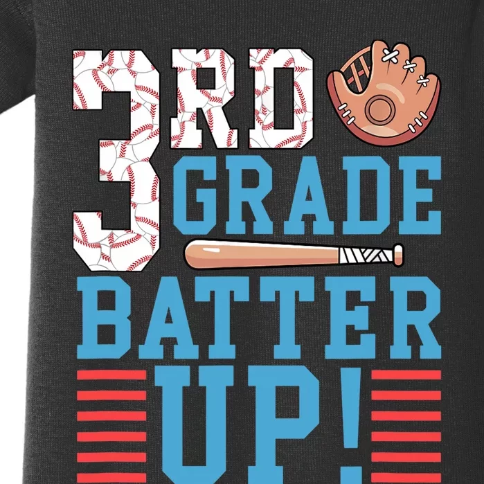 3rd Grade Back To School 3rd Grade Batter Up Baseball Baby Bodysuit