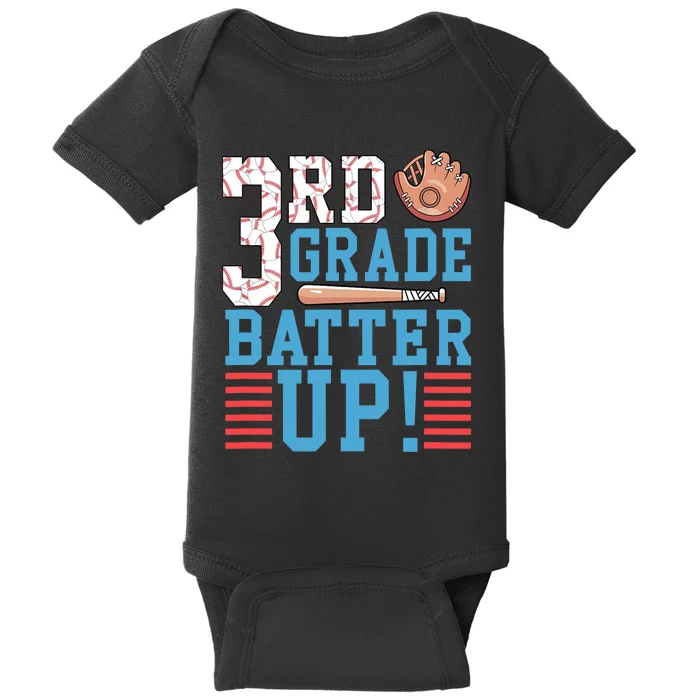 3rd Grade Back To School 3rd Grade Batter Up Baseball Baby Bodysuit