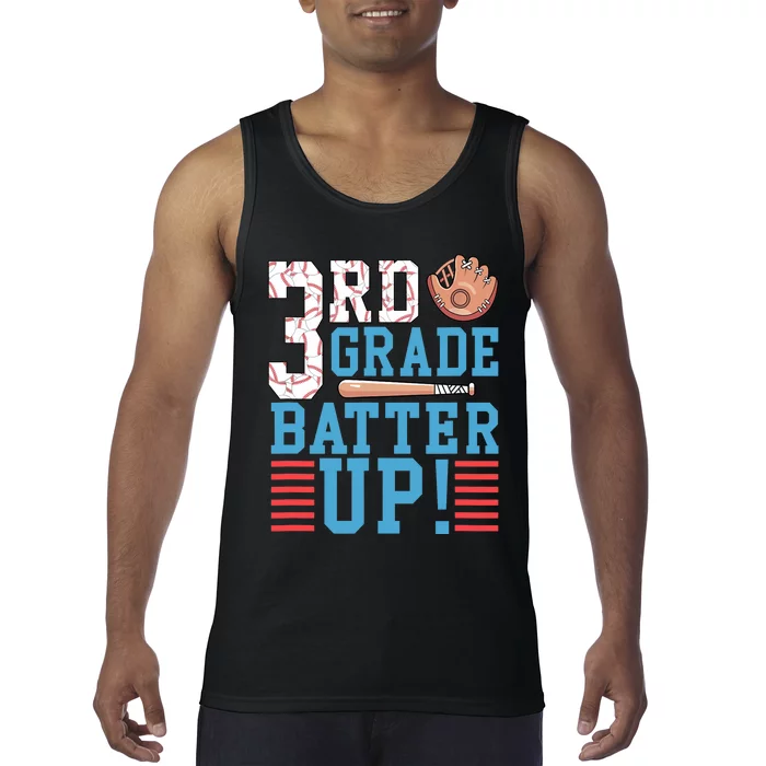 3rd Grade Back To School 3rd Grade Batter Up Baseball Tank Top