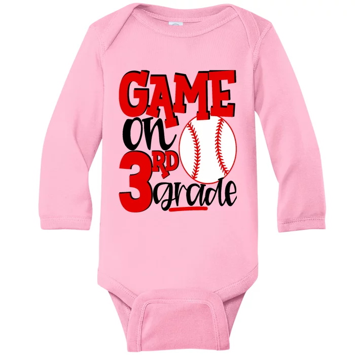 3rd Grade Baseball Player Boy 1st Day Of School Baby Long Sleeve Bodysuit