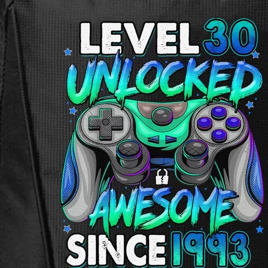 30th Gaming Birthday gift Level 30 Unlocked Awesome Video Game 1993 Birthday City Backpack