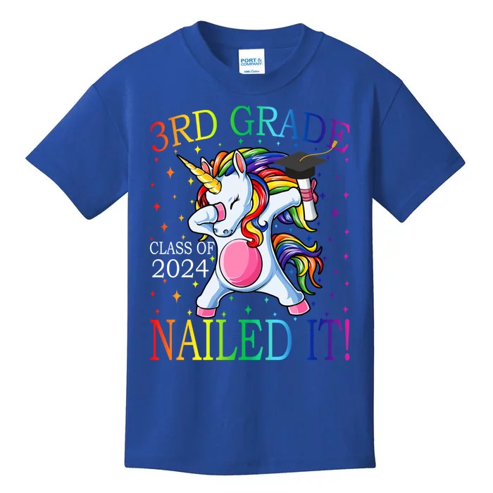 3Rd Grade Class Of 2024 Nailed It Unicorn Gift Kids T-Shirt