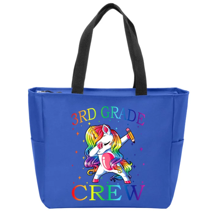 3Rd Grade Crew Unicorn Dabbing Gift Zip Tote Bag