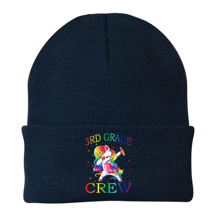 3Rd Grade Crew Unicorn Dabbing Gift Knit Cap Winter Beanie