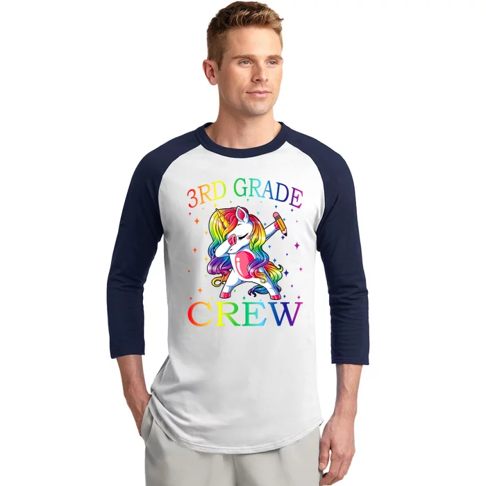 3Rd Grade Crew Unicorn Dabbing Gift Baseball Sleeve Shirt