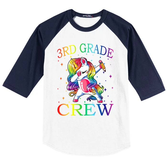 3Rd Grade Crew Unicorn Dabbing Gift Baseball Sleeve Shirt