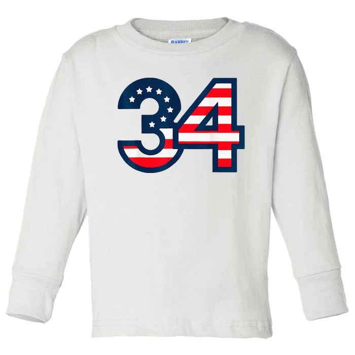 34 Guilty Counts Trial Judge Usa Flag Toddler Long Sleeve Shirt