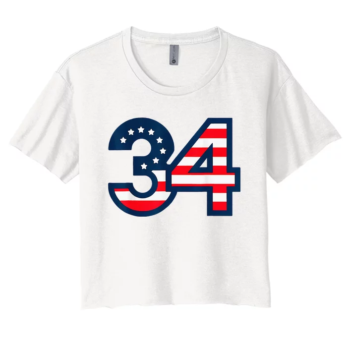 34 Guilty Counts Trial Judge Usa Flag Women's Crop Top Tee