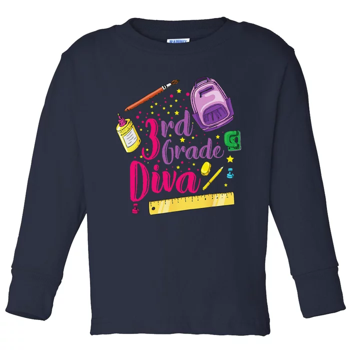 3rd Grade Diva First Day Of School Clothes Gift Toddler Long Sleeve Shirt