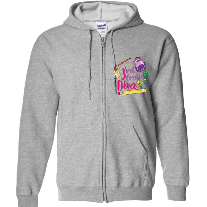 3rd Grade Diva First Day Of School Clothes Gift Full Zip Hoodie