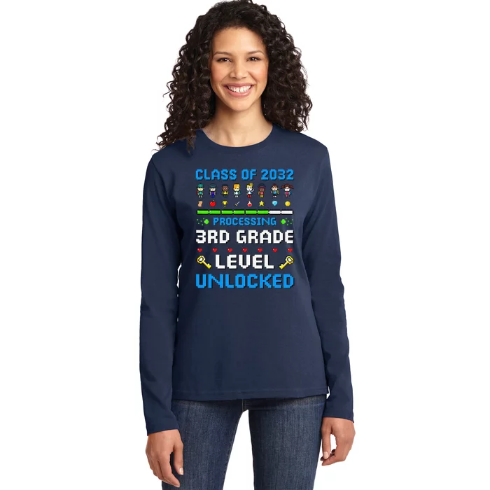 3rd Grade First Day Of School Class Of 2032 Video Games Ladies Long Sleeve Shirt