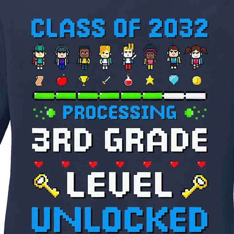 3rd Grade First Day Of School Class Of 2032 Video Games Ladies Long Sleeve Shirt