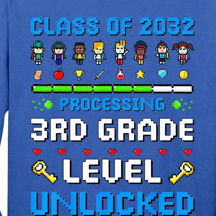 3rd Grade First Day Of School Class Of 2032 Video Games Tall Long Sleeve T-Shirt