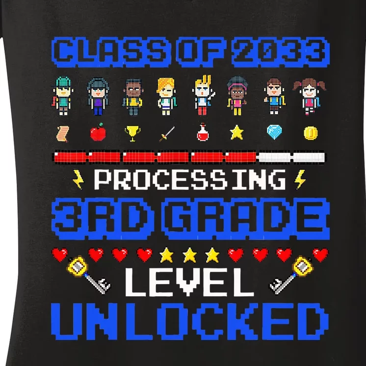 3rd Grade First Day Of School Class Of 2033 Video Games Women's V-Neck T-Shirt