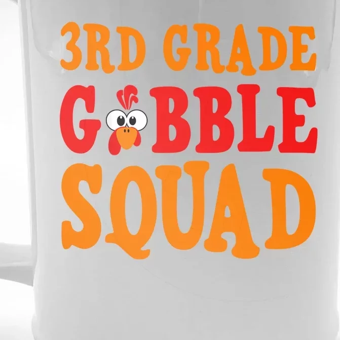 3rd Grade Gobble Squad Funny Thanksgiving Front & Back Beer Stein