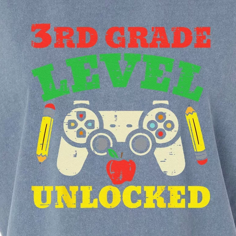 3rd Grade Level Unlocked Video Game First Day Of School Garment-Dyed Women's Muscle Tee