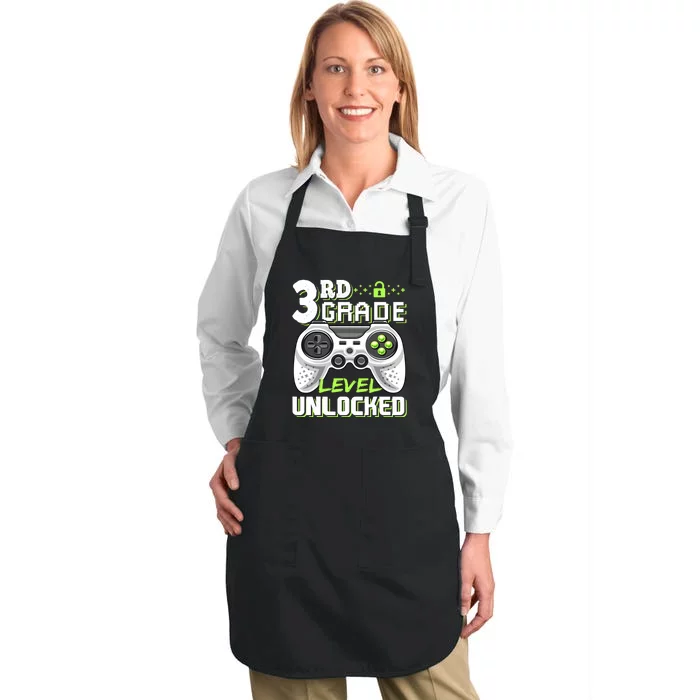 3rd Grade Level Unlocked For Back To School Full-Length Apron With Pocket