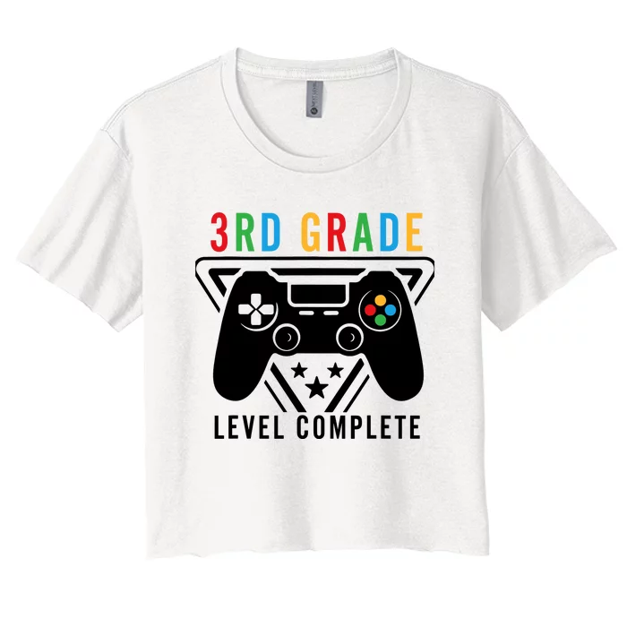 3rd Grade Level Complete Gamer Boy Graduation Gifts Women's Crop Top Tee