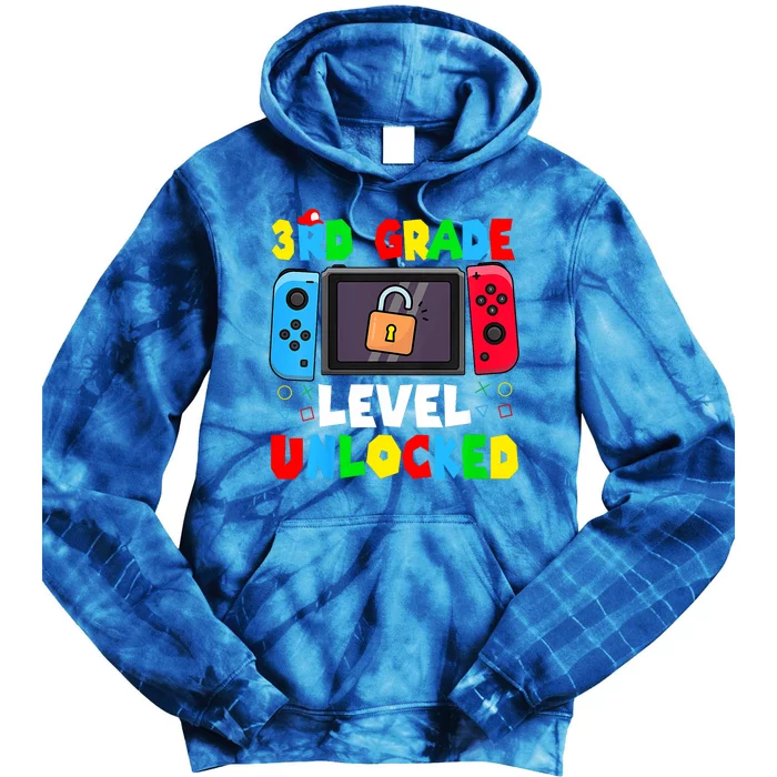 3rd Grade Level Unlocked Back To School First Day Gamer Boy Tie Dye Hoodie