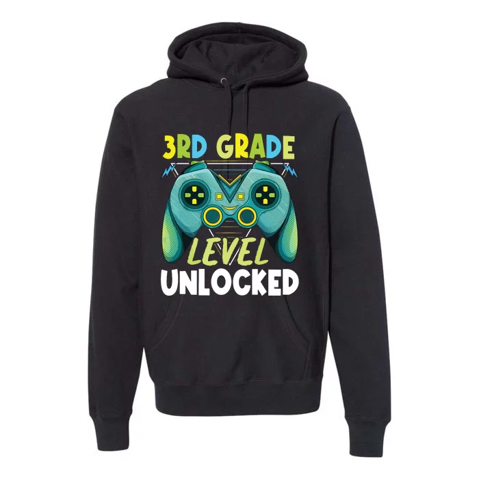 3rd Grade Level Unlocked First Day Back To School Boy Premium Hoodie