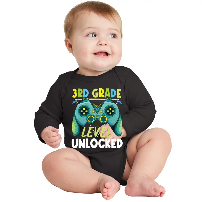 3rd Grade Level Unlocked First Day Back To School Boy Baby Long Sleeve Bodysuit