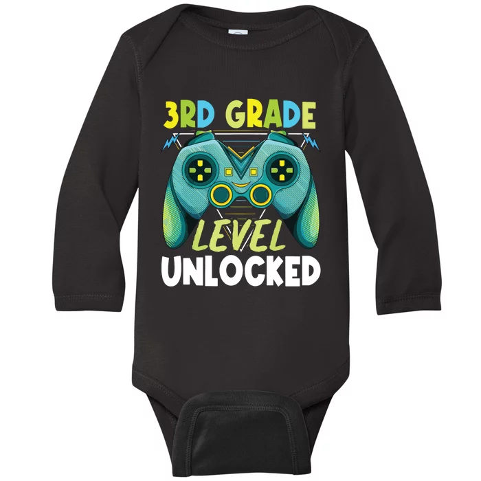 3rd Grade Level Unlocked First Day Back To School Boy Baby Long Sleeve Bodysuit