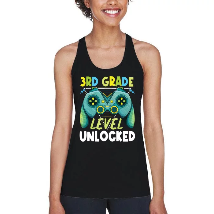 3rd Grade Level Unlocked First Day Back To School Boy Women's Racerback Tank