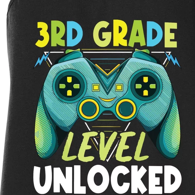 3rd Grade Level Unlocked First Day Back To School Boy Women's Racerback Tank