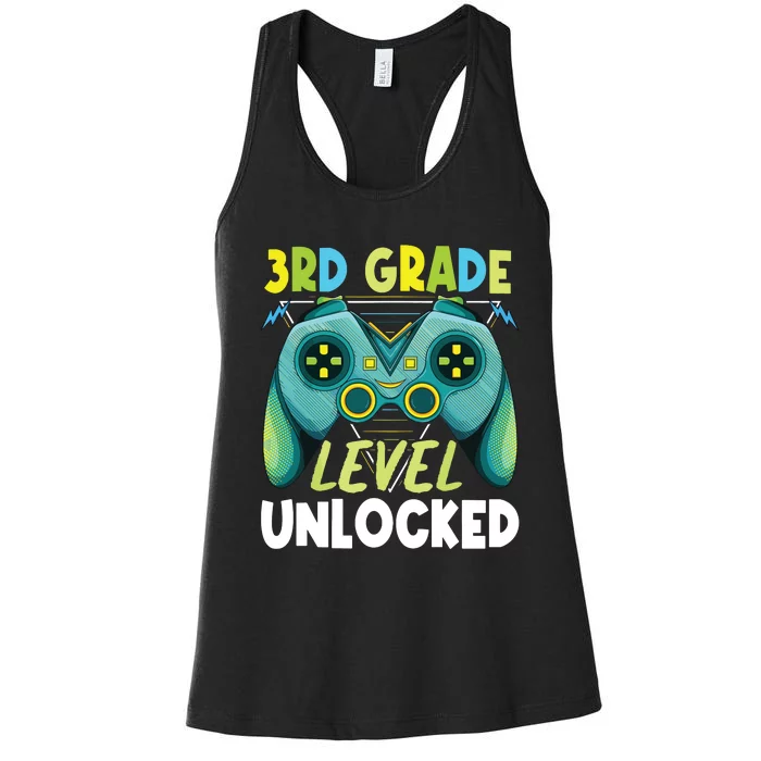 3rd Grade Level Unlocked First Day Back To School Boy Women's Racerback Tank