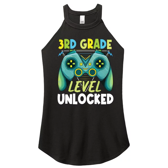 3rd Grade Level Unlocked First Day Back To School Boy Women’s Perfect Tri Rocker Tank