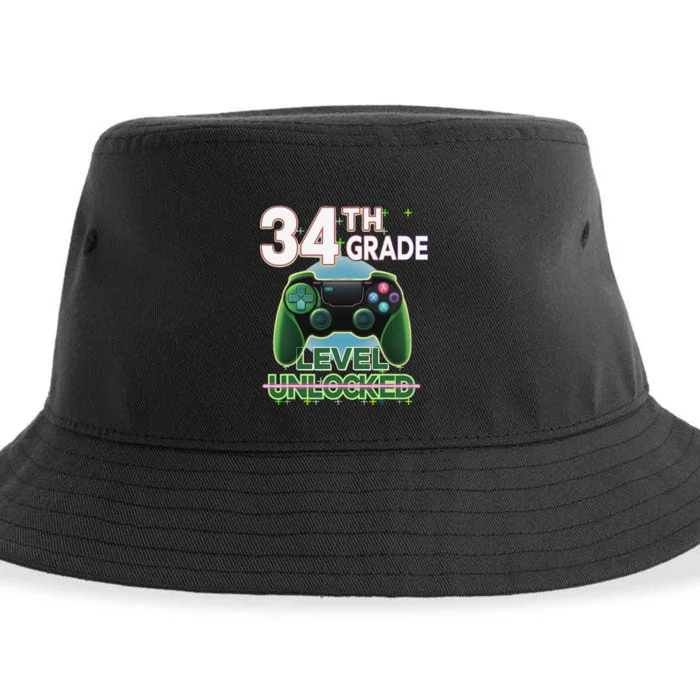 34th Grade Level Unlocked Video Gamer Level Up Birthday Sustainable Bucket Hat