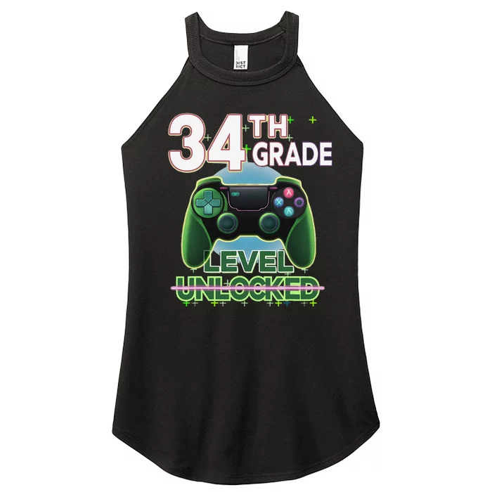 34th Grade Level Unlocked Video Gamer Level Up Birthday Women’s Perfect Tri Rocker Tank