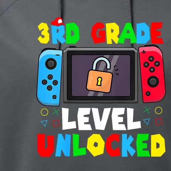 3rd Grade Level Unlocked Back To School First Day Gamer Performance Fleece Hoodie