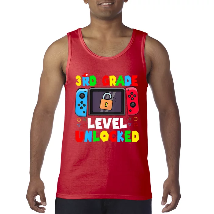 3rd Grade Level Unlocked Back To School First Day Gamer Tank Top