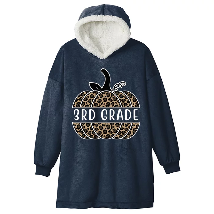 3rd Grade Leopard Pumpkin Hooded Wearable Blanket