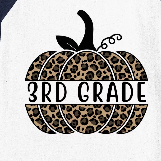 3rd Grade Leopard Pumpkin Baseball Sleeve Shirt