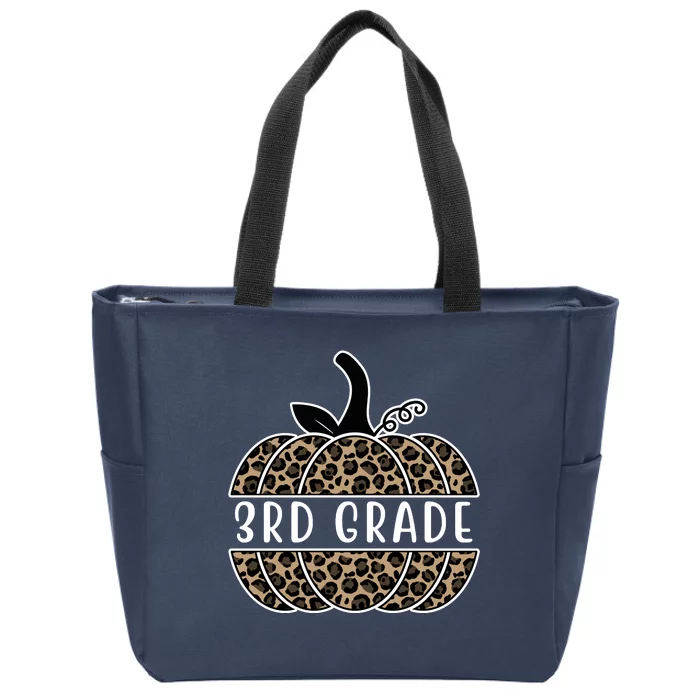 3rd Grade Leopard Pumpkin Zip Tote Bag