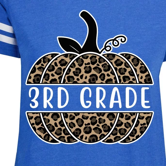 3rd Grade Leopard Pumpkin Enza Ladies Jersey Football T-Shirt