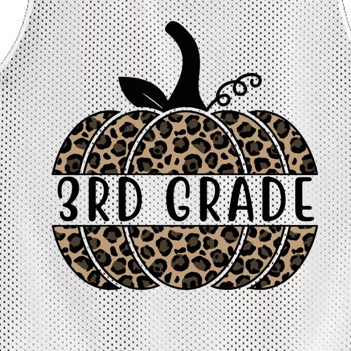 3rd Grade Leopard Pumpkin Mesh Reversible Basketball Jersey Tank